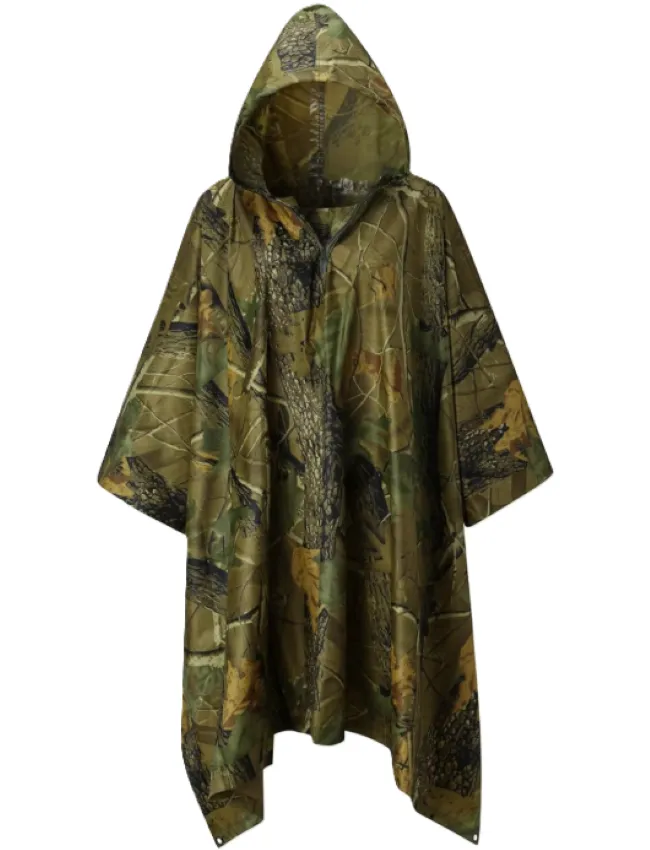 Heavy Duty Rain Poncho for Backpacking, Waterproof Lightweight - Brown