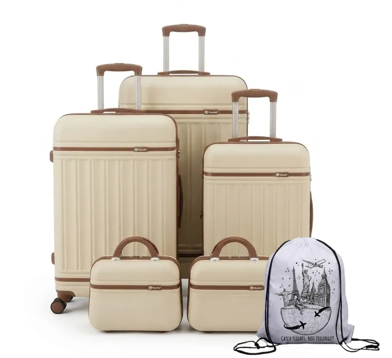5 Pieces of Travel Trolley Suitcase Luggage Set with String Bag