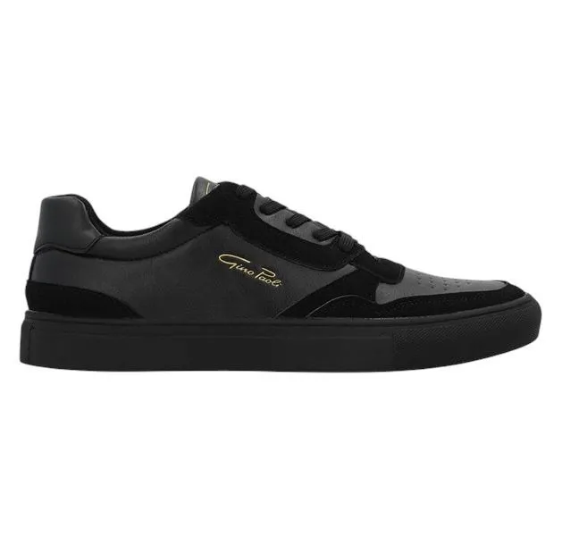 Gino Paoli Mens Pure Black Finn Lace Up Sneakers