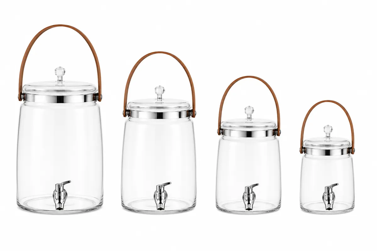 4-Piece Plastic Beverage Dispenser Set with Tap - 18.5L, 11L, 6.8L & 3.9L