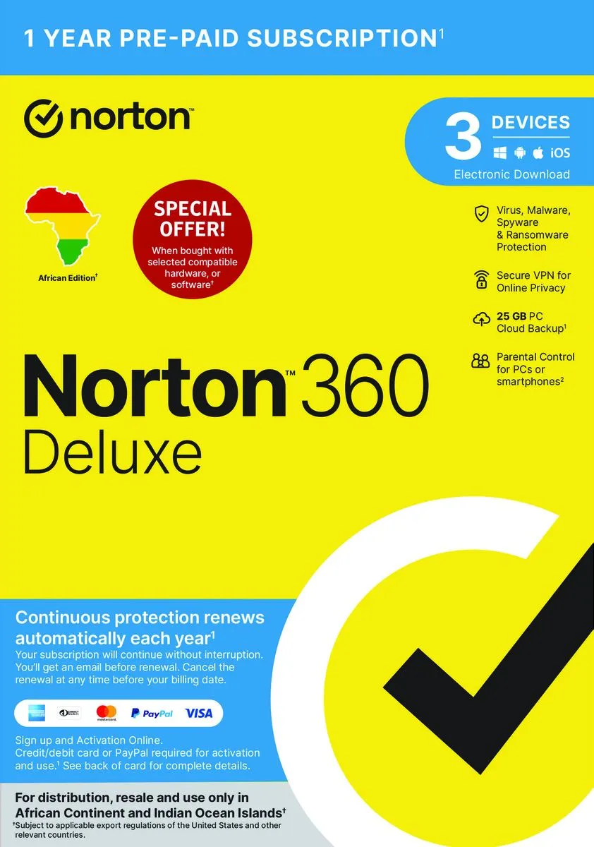 Norton 360 Deluxe Antivirus for 5 Devices with VPN - 12 Months