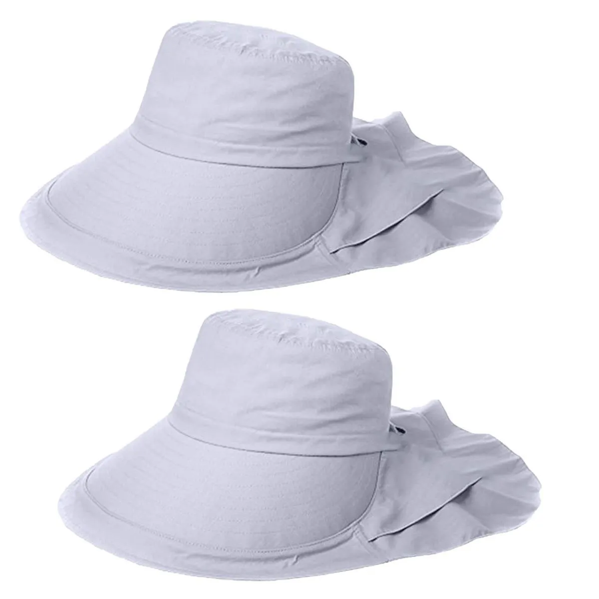 UPF50+ Wide Brim Women's Outdoor Sun Hat with Ponytail Opening - 2 Piece