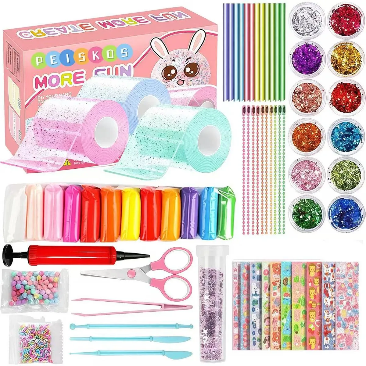 Peiskos DIY Nano Tape Bubble Toys with Accessories Kit for Kids - Set of 66