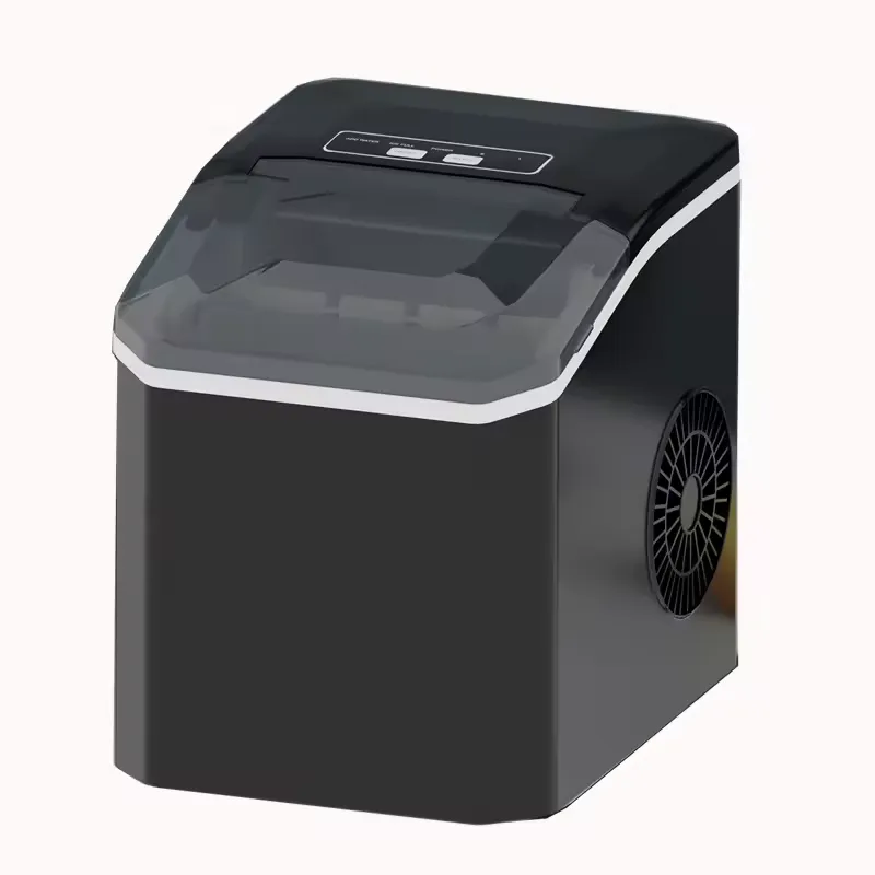 Mini Tabletop Fast Ice Cube Makers for Home Offiice Bar 12Kgs Bullet Ice - Black