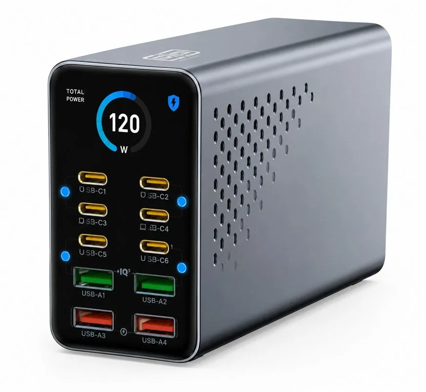 120W Fast Charging 10-in-1 Station USB-C & USB-A Multi Port Desktop Charger