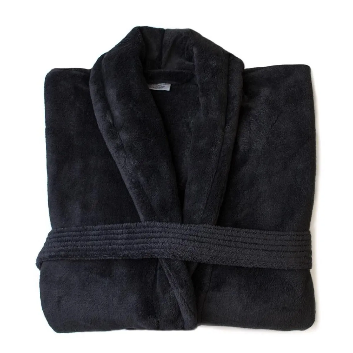 Polyester Bathrobe Gown and Fleece Throw Blanket - Black