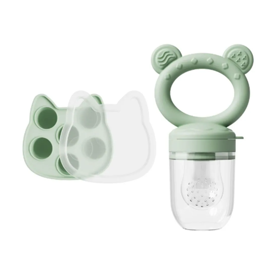 2 Pcs Baby Fruit Food Feeder Pacifier with Popsicle Molds Teething Toys Set