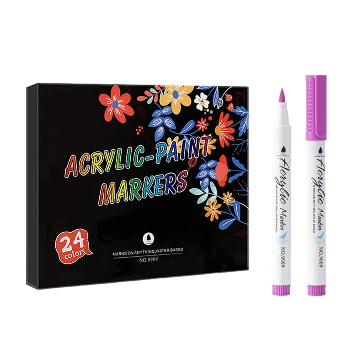 12 Piece Single-ended Markers 12 Colors - Waterproof, Quick Drying