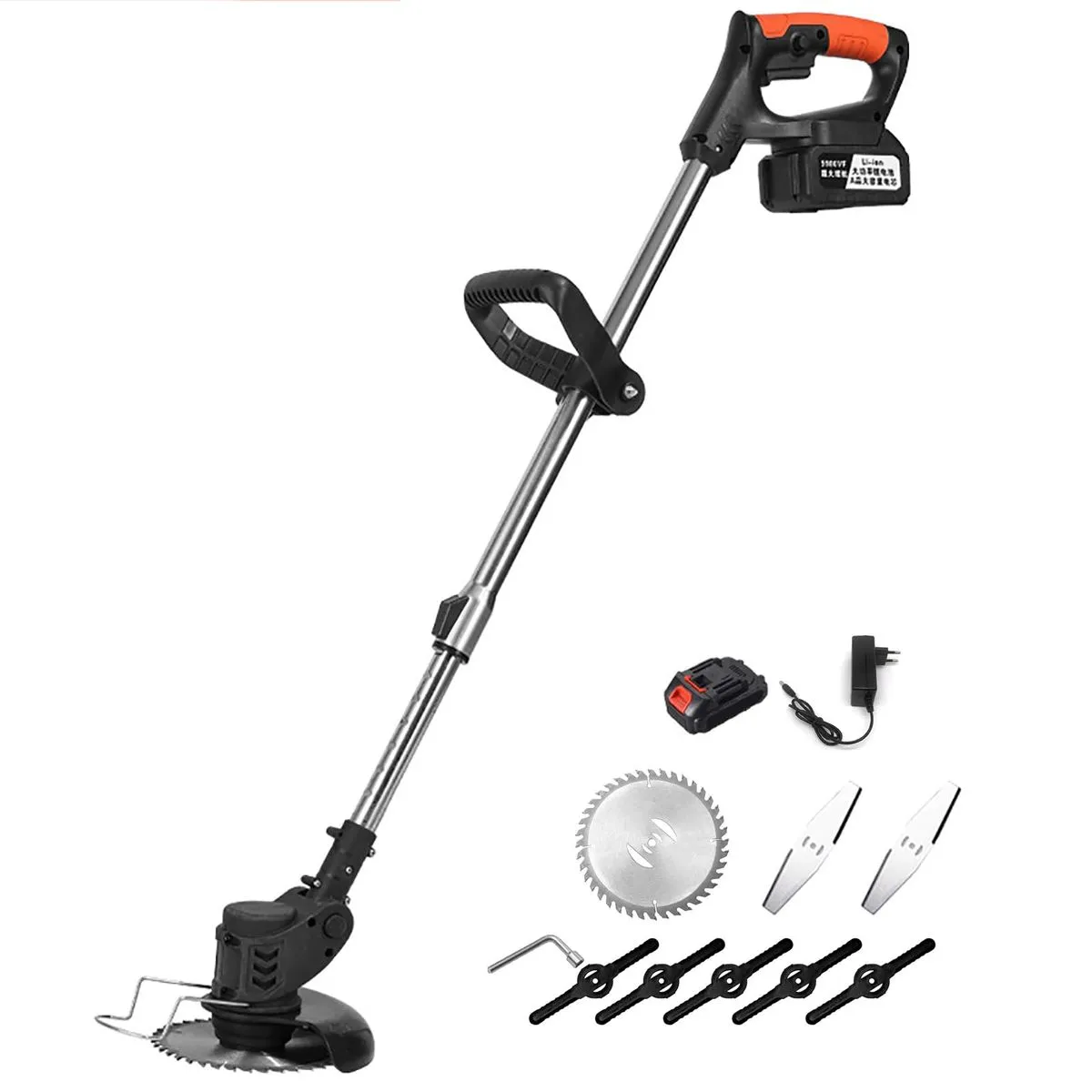 21V Cordless Electric Weed Eater, Adjustable Pole Brush Cutter Trimmer