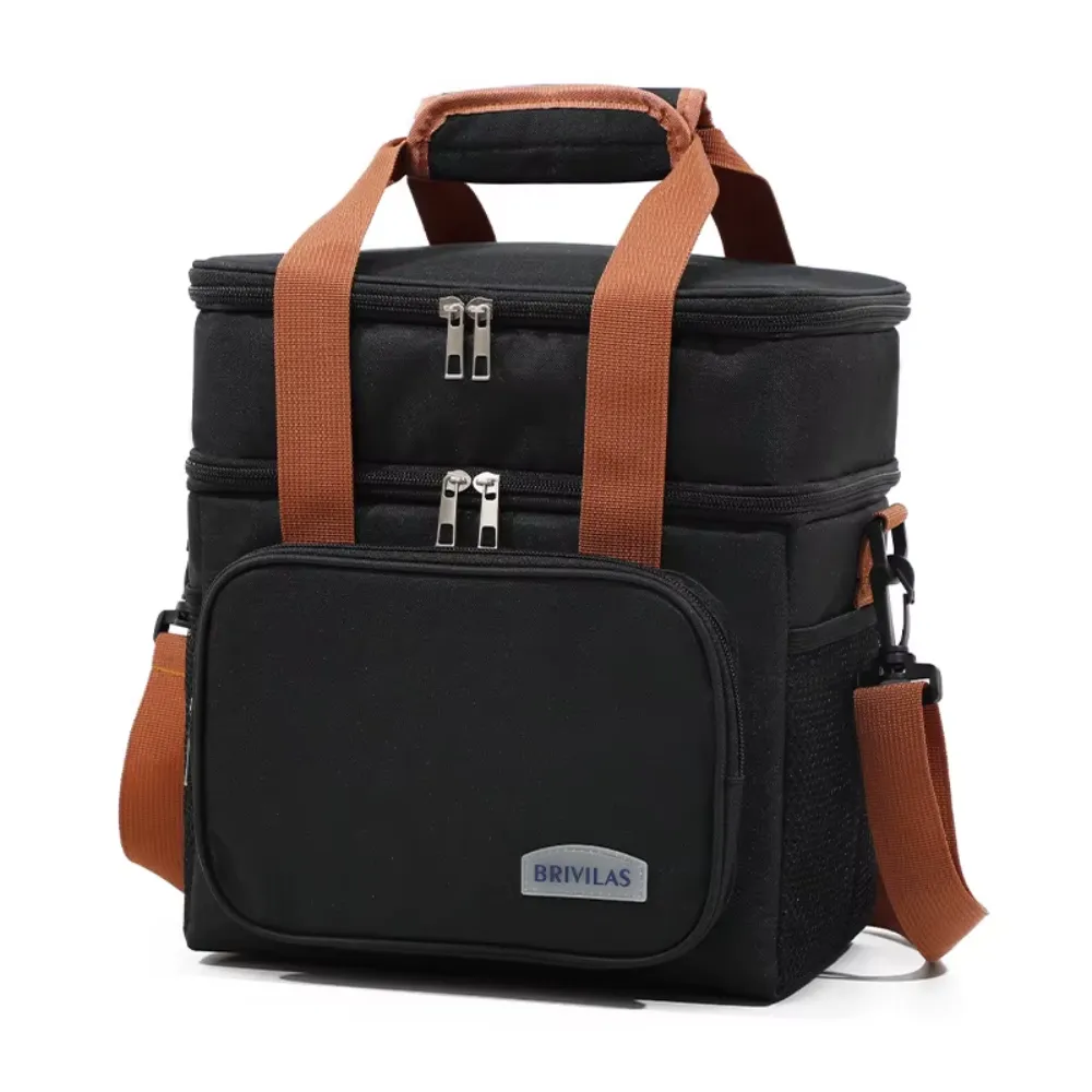 Splendid Brivilas Double Waterproof Hot or Cold Lunch Cooler Bag With Strap - Black