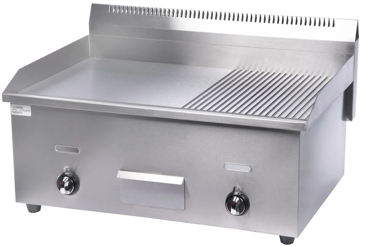 Aloma - Gas Flat Top Half Ribbed Griddle - 720mm - Silver