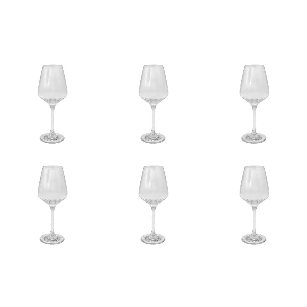 6 Pack - Crystal Glass Wine Goblets - Transparent