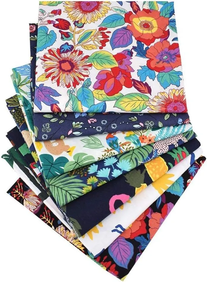 7Pcs Fat Quarters Fabric Bundles, Cotton Precut Quilting Fabric Squares