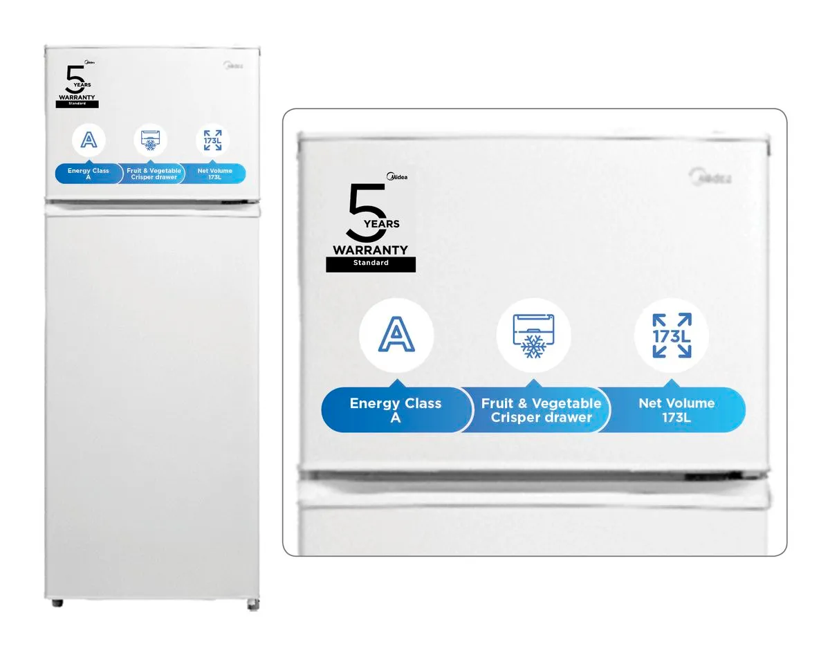 Midea Top Freezer Fridge 204L - White