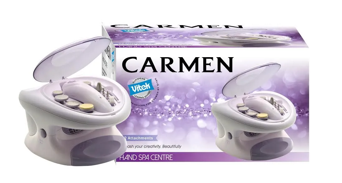 Carmen Hand Spa Centre with 12 Nail Care Attachments - White & Purple