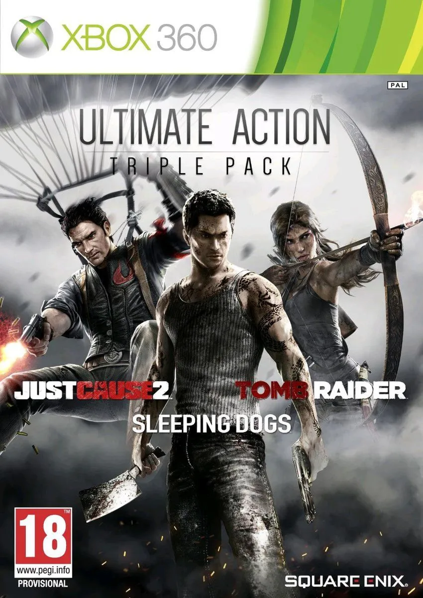 Ultimate Action Triple Pack (Just Cause 2, Sleeping Dogs & Tomb Raider) (Xbox 360)