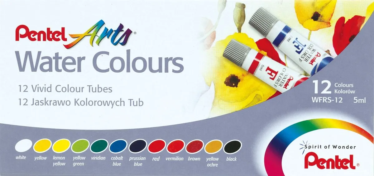 Pentel 12 Water Colour Tubes Set