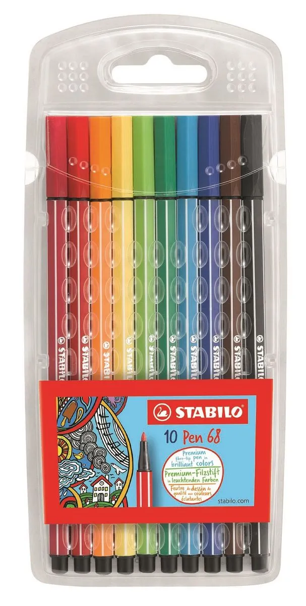 Stabilo Pen 68 1.0mm Fibre Tip Pens (Wallet of 10)