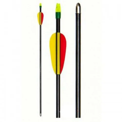 28 Inch Fibre-Glass Fixed Nock Practice Bow Arrows - 6 Piece