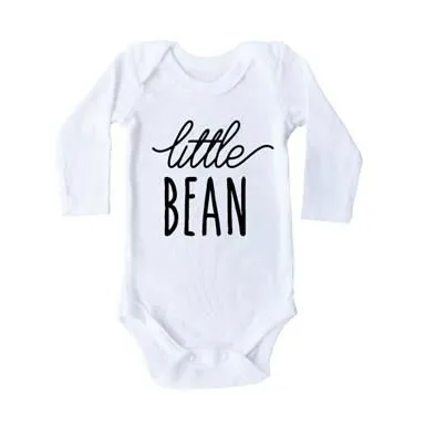 Stickaninja Little Bean Baby Grow Long Sleeved - White with Black Print