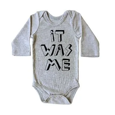 Stickaninja It was me Baby Grow Long Sleeved - Grey with Black Print