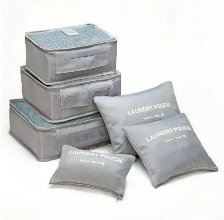 Six-Piece Travel Luggage Organiser Set - Grey