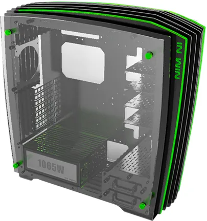 Inwin H-Frame 2.0 Green LED With 1065W PSU