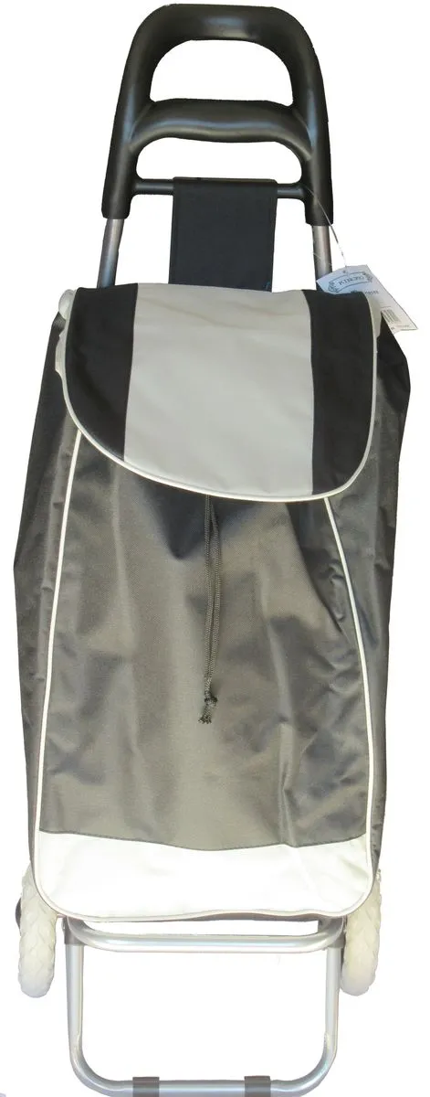 Kingco Lightweight Folding Shopping Trolley  - Black and White