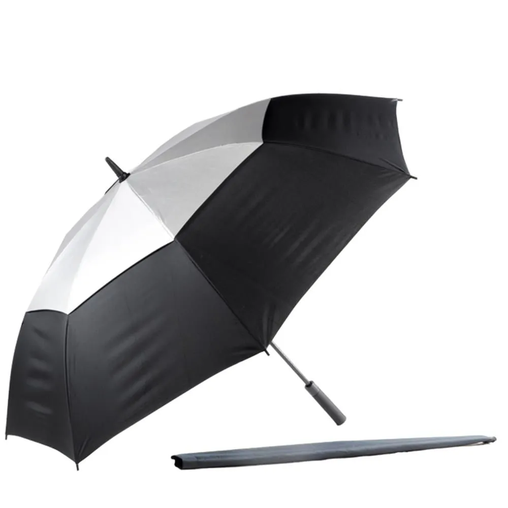Alice Umbrellas Double Layer Windproof Fibreglass Golf - Black
