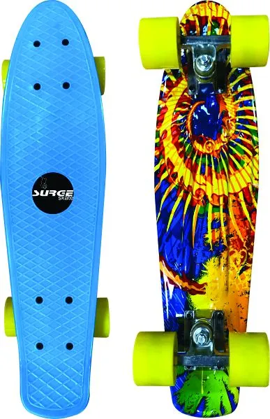 Surge Manic Icon Skateboard - Black Cruiser - Blue