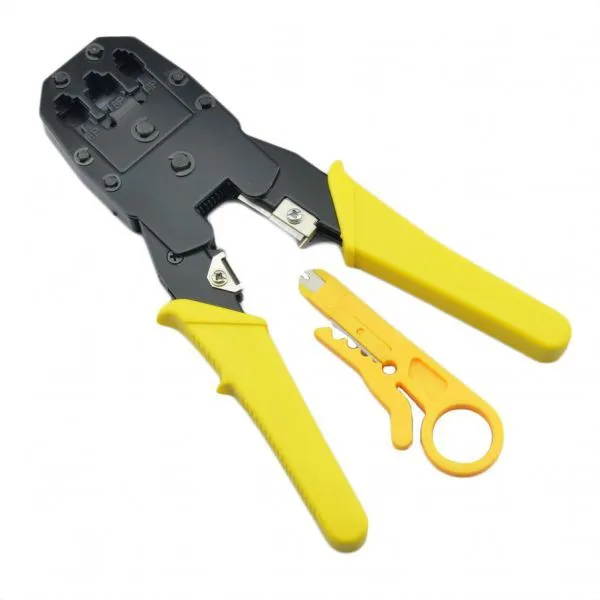 Male Bear Crimping Tool & Wire Stripper for Networking