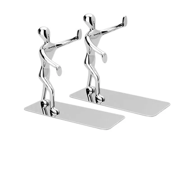 Stainless Steel Non-Skid Man Bookends - 1 Pair
