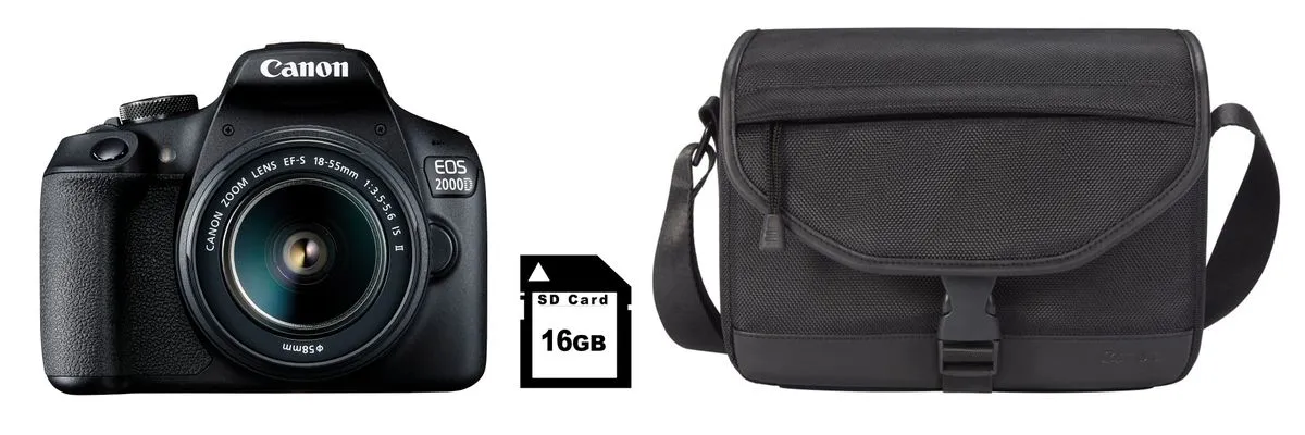 Canon 2000D 24MP DSLR IS Starter Bundle - Black
