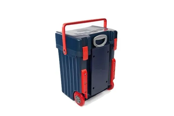 Cadii School Bag - Navy Lid & Body with Red Bump Protectors