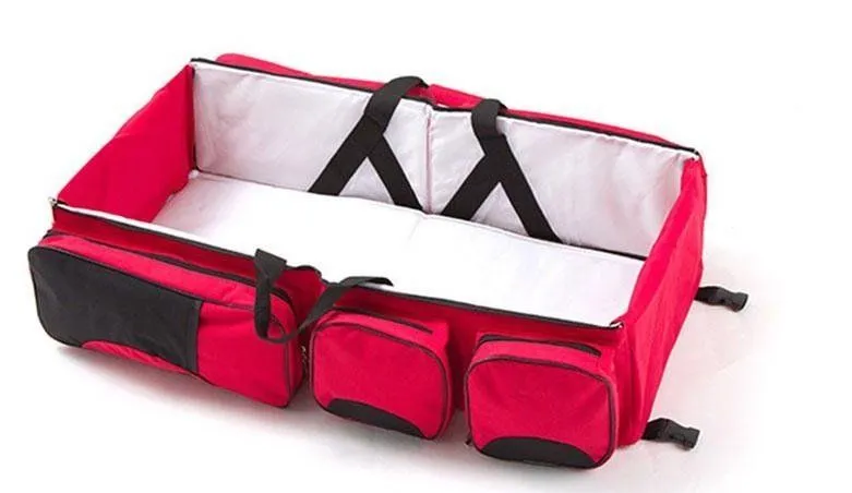 Multifunctional 3 in 1 Travel Nappy Bag - Red