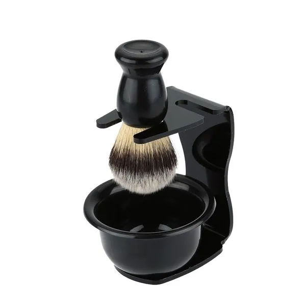 Acrylic Men Shaving Stand with Shaving Brush & Bowl