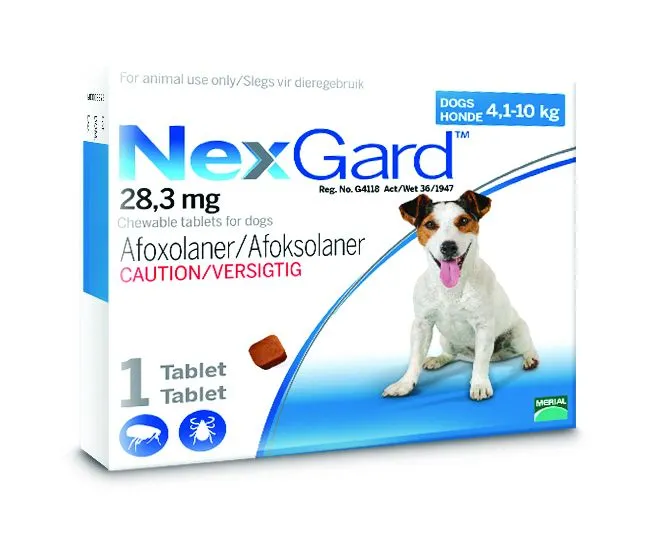 Nexgard Chewable Tick & Flea Tablet for Dogs - 4.1-10kg (1 Tablet)