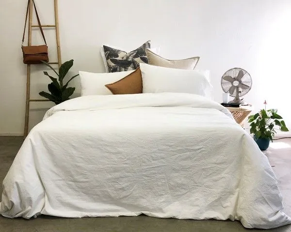 Whiteheads Washed Cotton Duvet Cover - White (Queen)