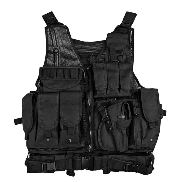Breathable Tactical Vest with Numerous Pouches - Black