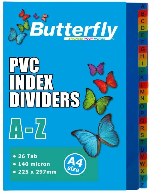 Butterfly A-Z File Dividers 140 Micron - 26 Dividers ( 1 Individual File )