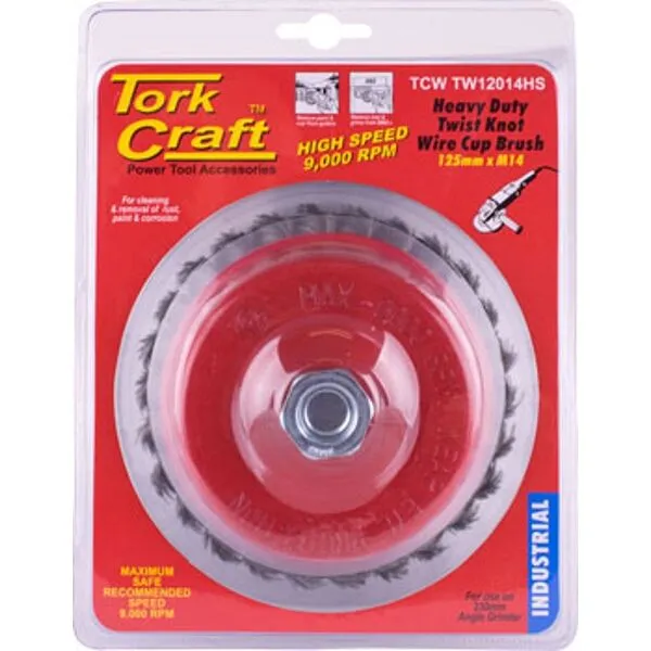 Tork Craft Wire Cup Brush Twisted 125mmxm14 High Speed 9000Rpm Blister