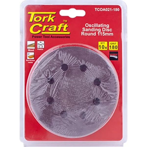 Tork Craft Oscillating Sandpaper A/O 115mm 10Pc Round 180Grit