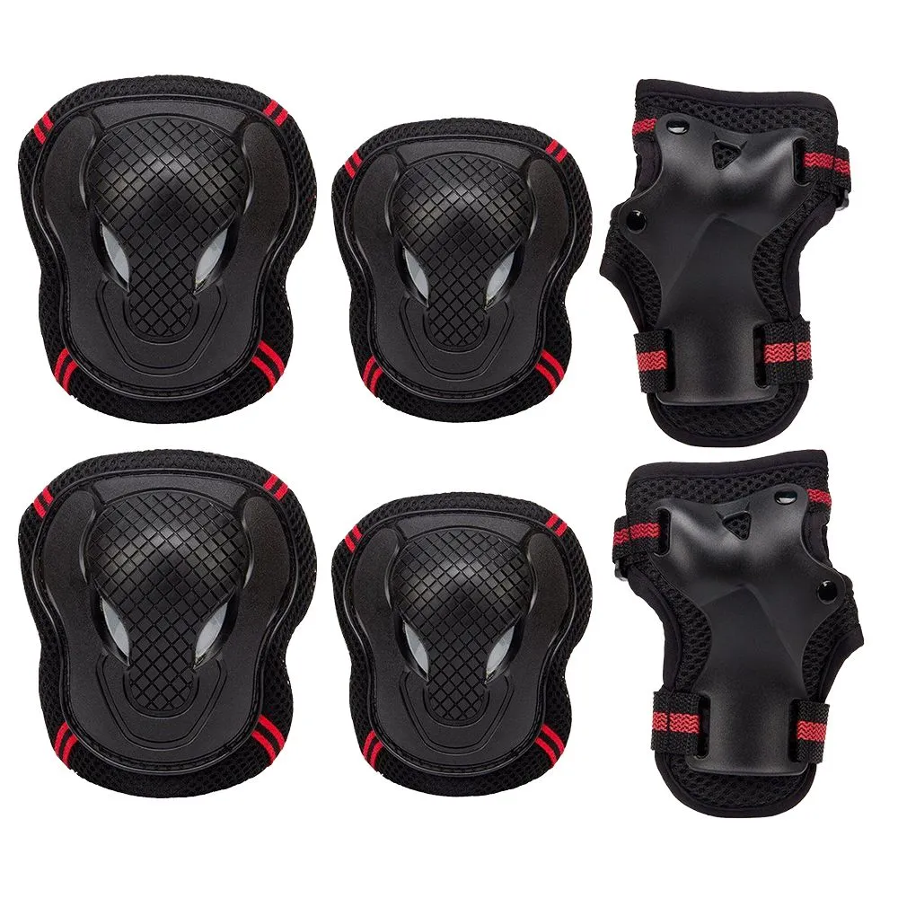Sports Protective Gear Pads for Kids - Set of 6 - Red