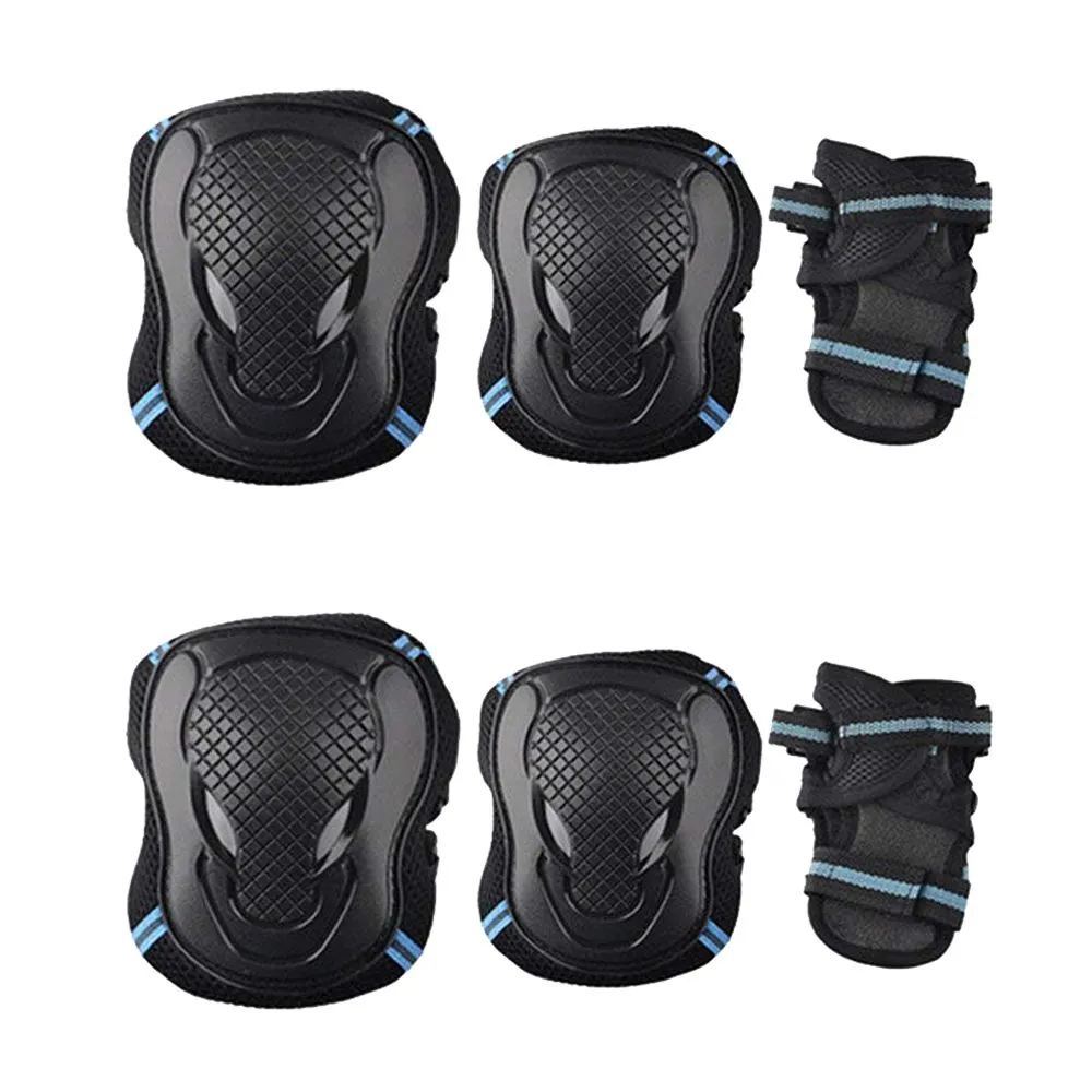 Sports Protective Gear Pads for Kids - Set of 6 - Blue