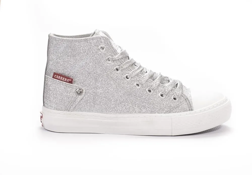 Carrera - Women's Hi-Top Glitter Dusted Sneakers-Silver