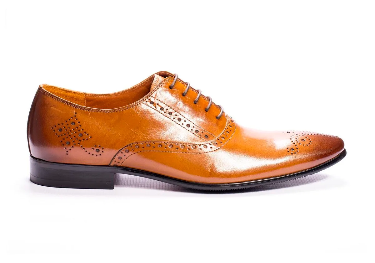 Marco Kavaleri - Men's Patterned Formal Lace - Up Shoes - Tan