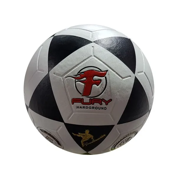 Fury Hard Ground Soccerball/Football-Size 5 BLK - White/Black
