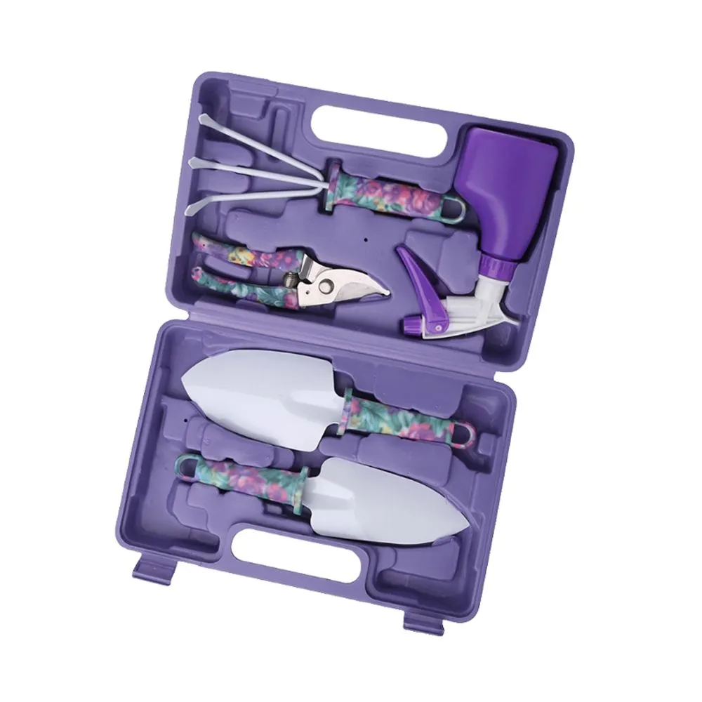 5 Pieces Print Flower Pattern Shovel kettle Garden Tool Set