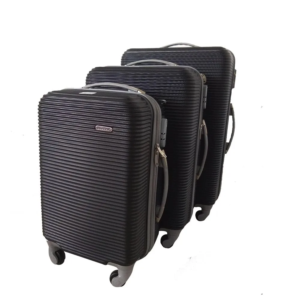 3 Piece Hard Outer Shell Luggage Set - Black