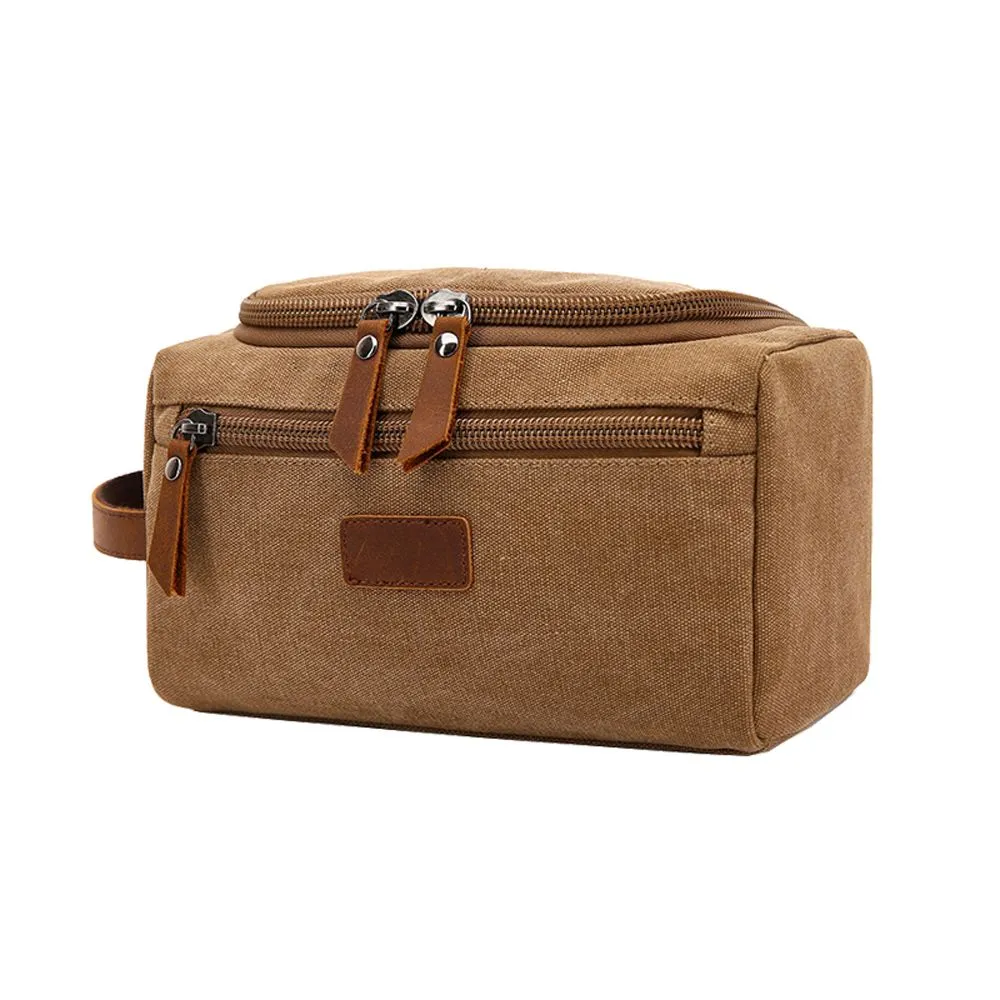 Mens Canvas Cosmetic Toiletry Bathroom Bag Travel Bag